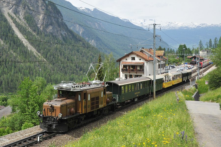 2019.06.11 RhB Ge 6-6 I 414 Albulabahn Krokodil Bahnfest Bergün (0)